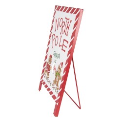 Clayre & Eef Christmas Sign 29x16x51 cm White Red Metal