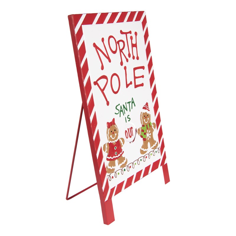 Clayre & Eef Christmas Sign 29x16x51 cm White Red Metal
