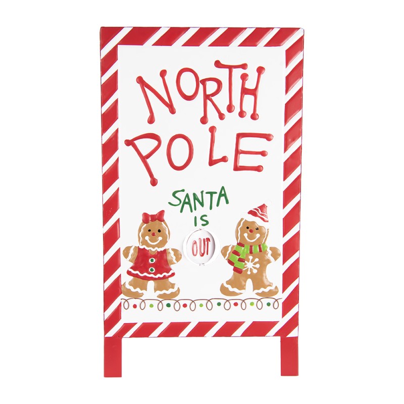 Clayre & Eef Christmas Sign 29x16x51 cm White Red Metal