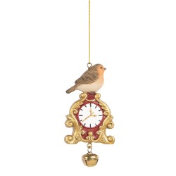 Clayre & Eef Kersthanger Vogel 11 cm Bruin Kunststof