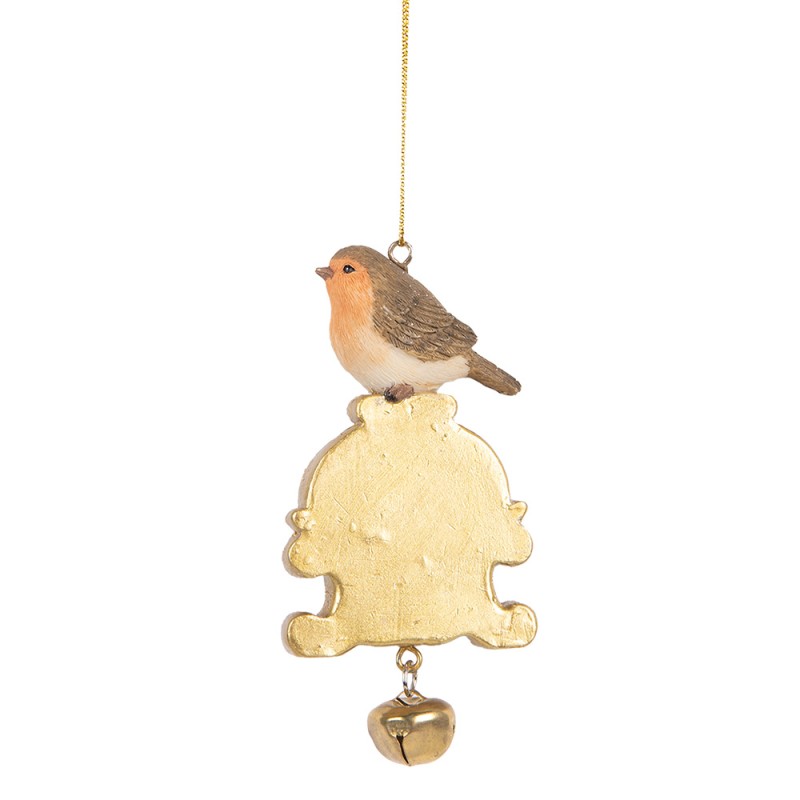 Clayre & Eef Kersthanger Vogel 11 cm Bruin Kunststof