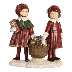 Clayre & Eef Décoration de Noël Image Enfants 11x6x12 cm Rouge Plastique
