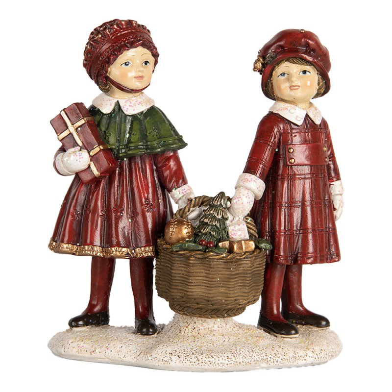 Clayre & Eef Décoration de Noël Image Enfants 11x6x12 cm Rouge Plastique