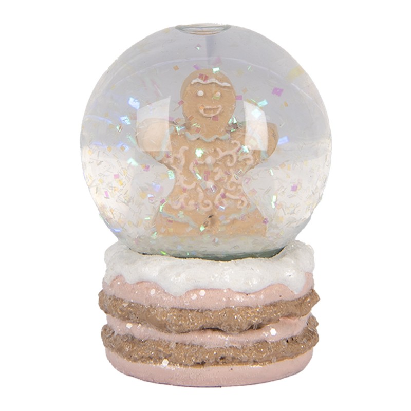 Clayre & Eef Boule de neige Ø 5x7 cm Marron Plastique Bonhomme en pain d‘épice