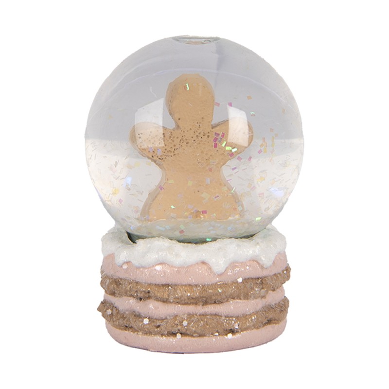 Clayre & Eef Boule de neige Ø 5x7 cm Marron Plastique Bonhomme en pain d‘épice