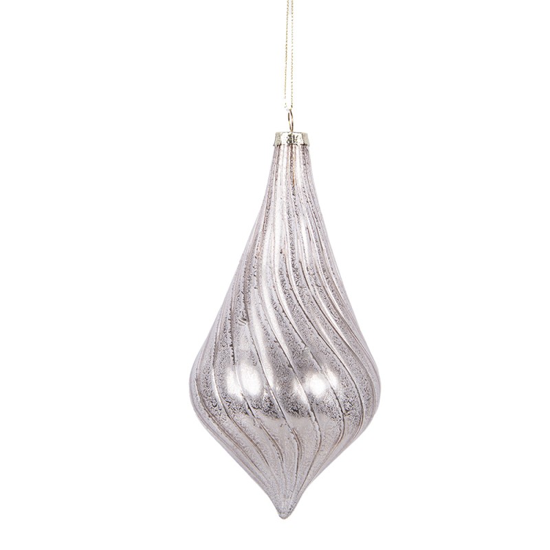 Clayre & Eef Boule de Noël Ø 8x17 cm Couleur argent Verre