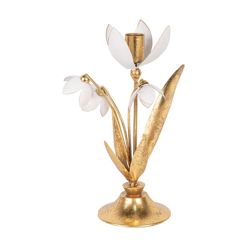 Clayre & Eef Kerzenständer 14x10x25 cm Goldfarbig Metall