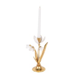Clayre & Eef Kerzenständer 14x10x25 cm Goldfarbig Metall
