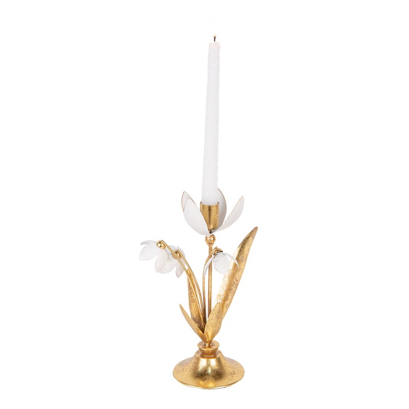 Clayre & Eef Kerzenständer 14x10x25 cm Goldfarbig Metall
