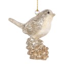 Clayre & Eef Pendentif de Noël Oiseau 6 cm Beige Plastique