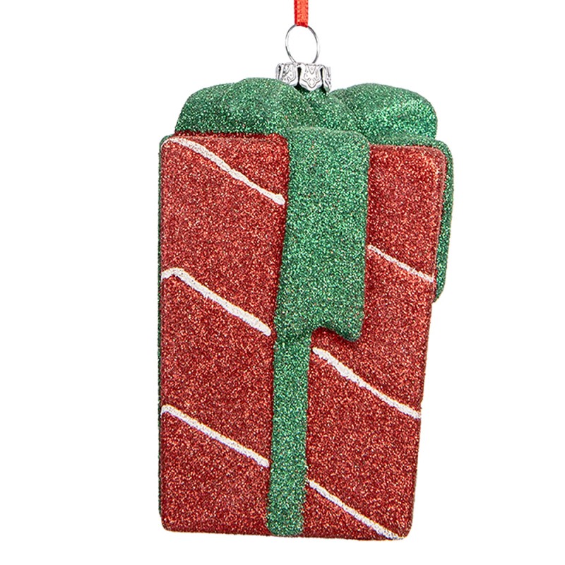 Clayre & Eef Pendentif de Noël Cadeau 8x8x11 cm Rouge Plastique