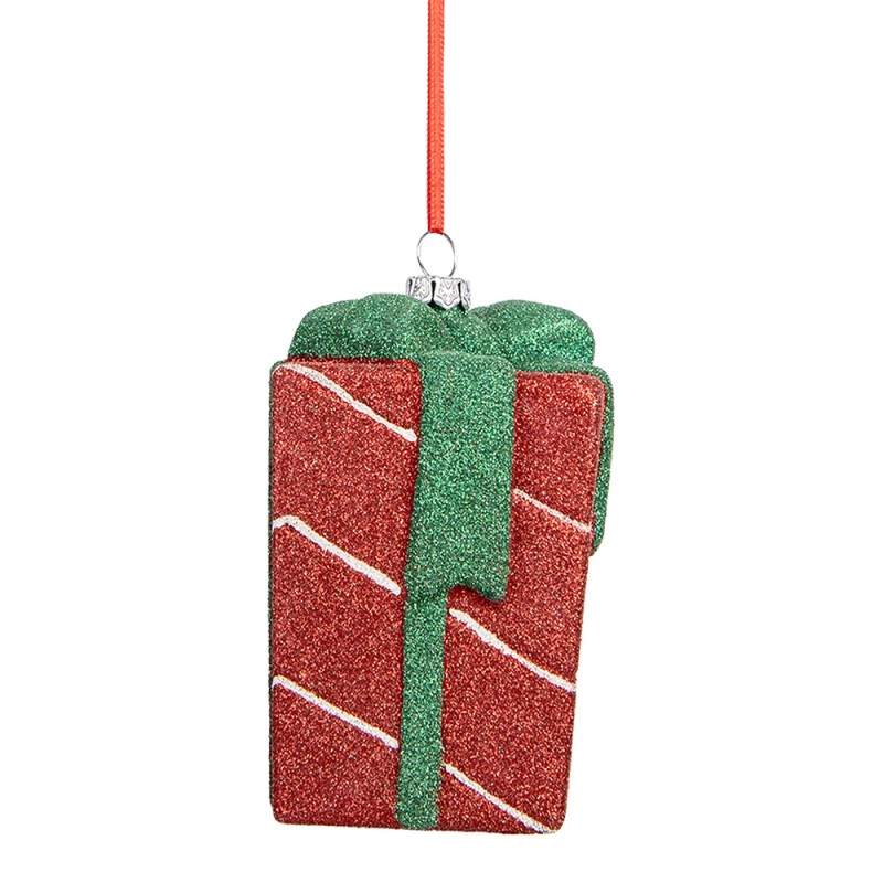 Clayre & Eef Pendentif de Noël Cadeau 8x8x11 cm Rouge Plastique