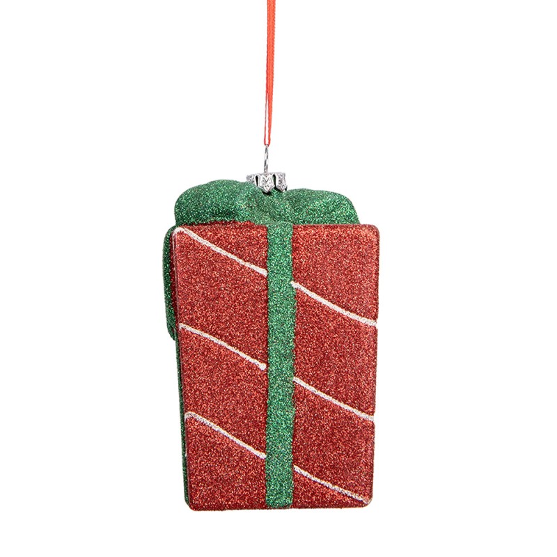 Clayre & Eef Pendentif de Noël Cadeau 8x8x11 cm Rouge Plastique