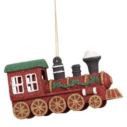 Clayre & Eef Pendentif de Noël Train 12x4x7 cm Rouge Plastique