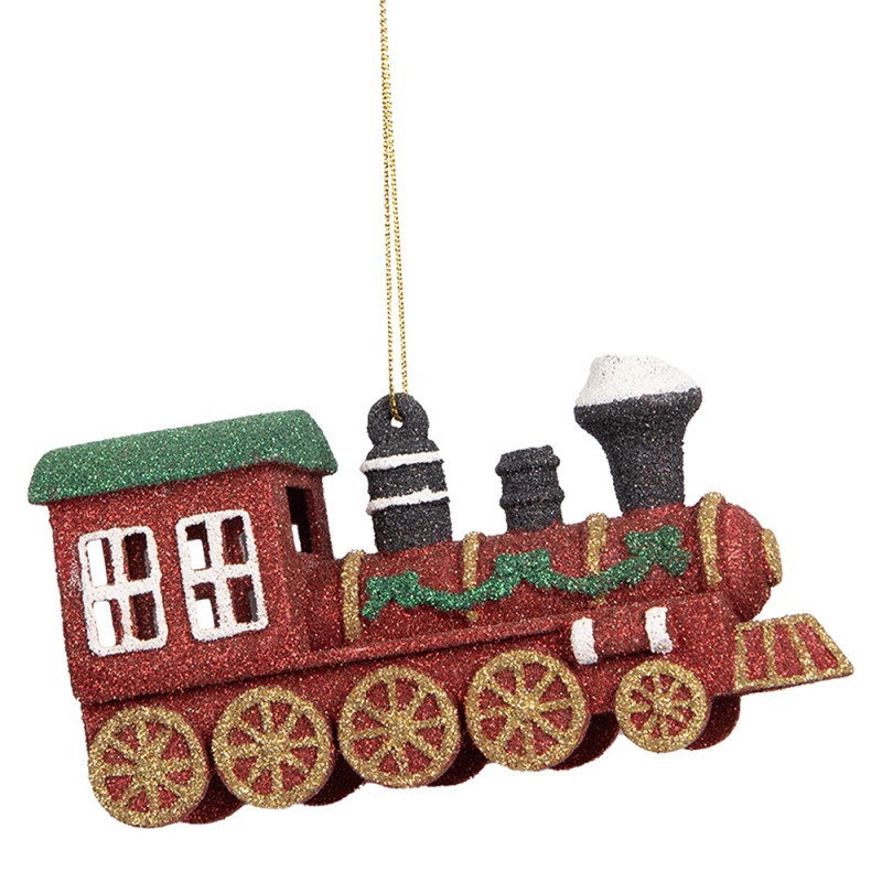 Clayre & Eef Pendentif de Noël Train 12x4x7 cm Rouge Plastique