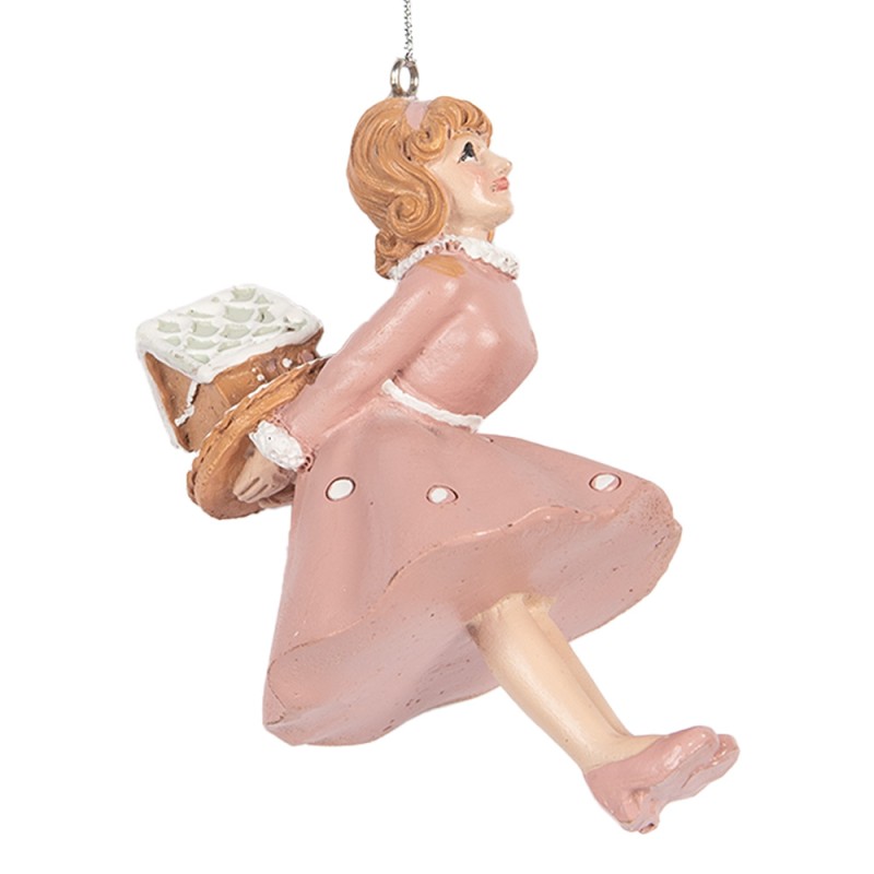 Clayre & Eef Pendentif de Noël Fille 10 cm Rose Plastique