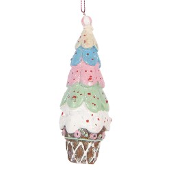 Clayre & Eef Christmas Ornament Ø 5x13 cm Multicoloured Plastic Ice Cream