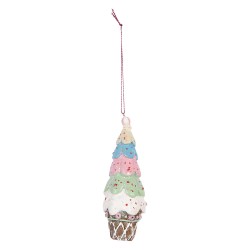 Clayre & Eef Christmas Ornament Ø 5x13 cm Multicoloured Plastic Ice Cream
