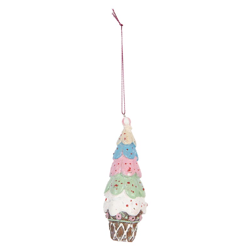 Clayre & Eef Christmas Ornament Ø 5x13 cm Multicoloured Plastic Ice Cream