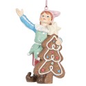 Clayre & Eef Christmas Ornament Gnome 11 cm Green Plastic