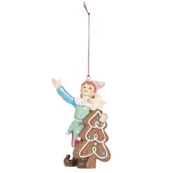 Clayre & Eef Christmas Ornament Gnome 11 cm Green Plastic