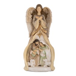Clayre & Eef Decoratie Beeld Engel 15x12x30 cm Beige Kunststof