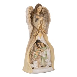 Clayre & Eef Decoratie Beeld Engel 15x12x30 cm Beige Kunststof