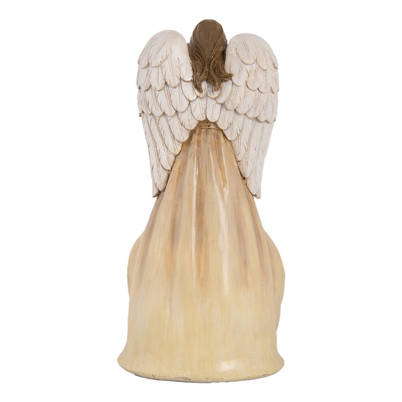 Clayre & Eef Decoratie Beeld Engel 15x12x30 cm Beige Kunststof
