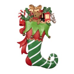 Clayre & Eef Wanddecoratie Kerstsok 54x12x78 cm Groen Kunststof