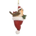 Clayre & Eef Weihnachtsanhänger Vogel 9 cm Braun Kunststoff
