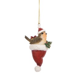 Clayre & Eef Weihnachtsanhänger Vogel 9 cm Braun Kunststoff