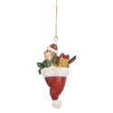 Clayre & Eef Weihnachtsanhänger Vogel 9 cm Braun Kunststoff
