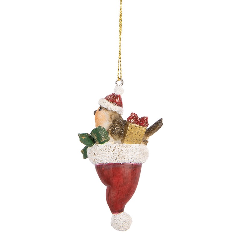 Clayre & Eef Weihnachtsanhänger Vogel 9 cm Braun Kunststoff