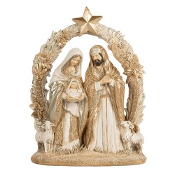 Clayre & Eef Weihnachtsdekorationsfigur Krippe 19x7x24 cm Beige Goldfarbig Kunststoff