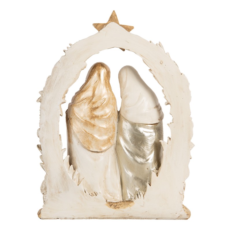 Clayre & Eef Weihnachtsdekorationsfigur Krippe 19x7x24 cm Beige Goldfarbig Kunststoff