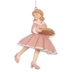 Clayre & Eef Weihnachtsanhänger Mädchen 11 cm Rosa Kunststoff