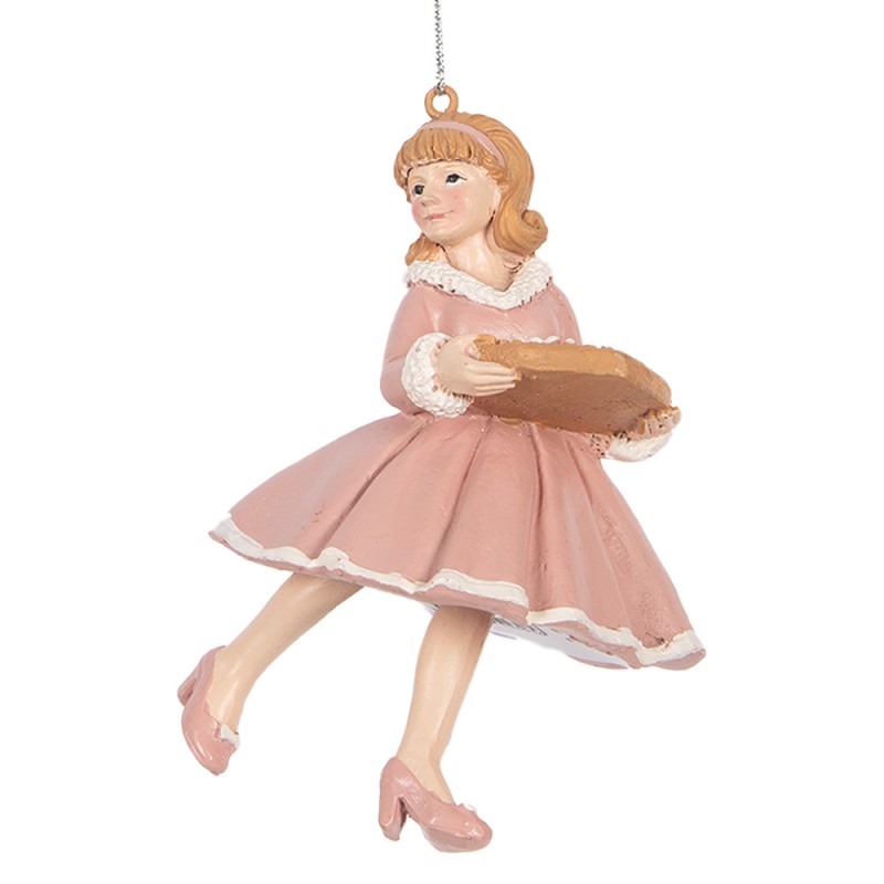 Clayre & Eef Weihnachtsanhänger Mädchen 11 cm Rosa Kunststoff