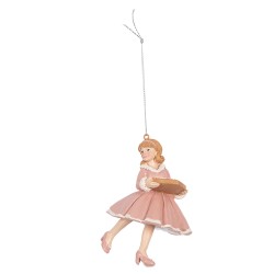 Clayre & Eef Weihnachtsanhänger Mädchen 11 cm Rosa Kunststoff