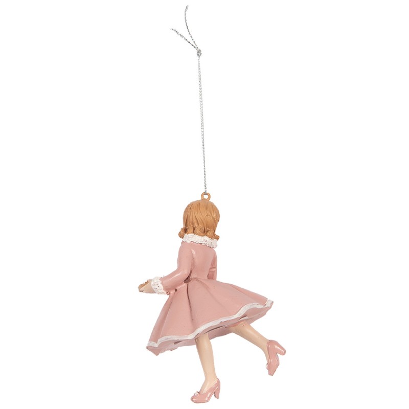 Clayre & Eef Weihnachtsanhänger Mädchen 11 cm Rosa Kunststoff