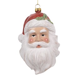 Clayre & Eef Kersthanger Kerstman 15 cm Wit Rood Kunststof
