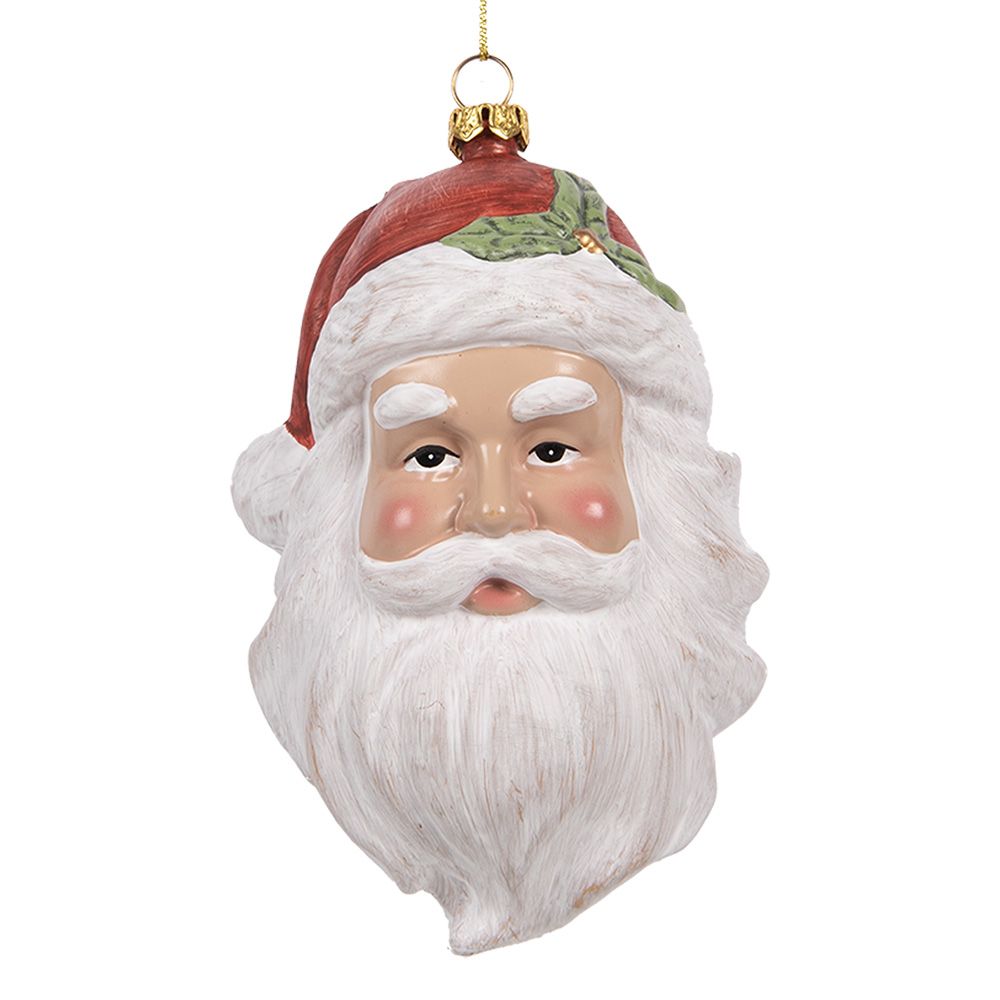 Clayre&Eef Kersthanger Kerstman 15 cm Wit Rood Kunststof afbeelding