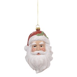 Clayre & Eef Kersthanger Kerstman 15 cm Wit Rood Kunststof