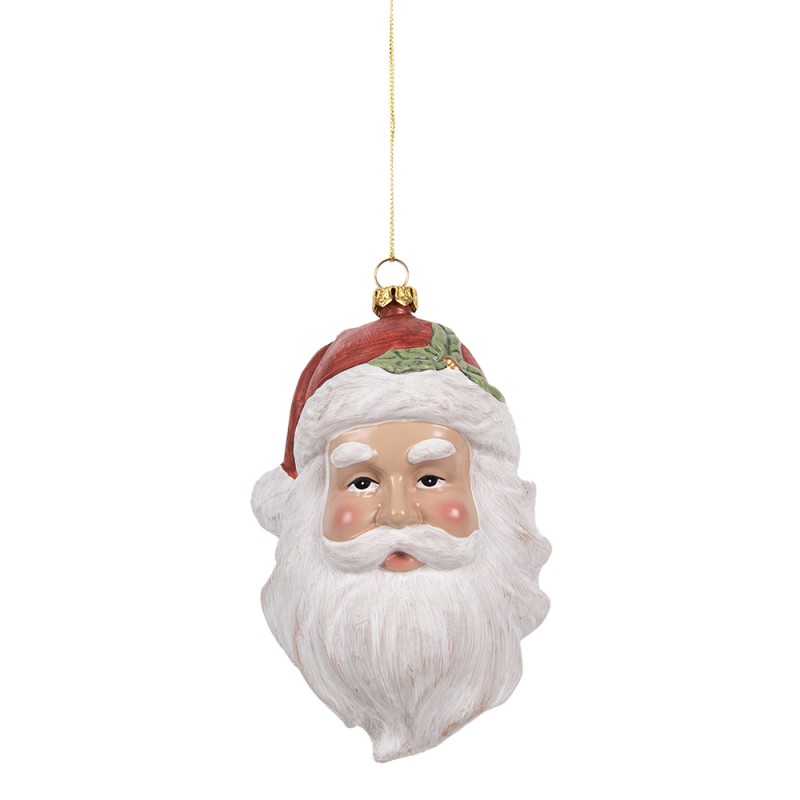 Clayre & Eef Kersthanger Kerstman 15 cm Wit Rood Kunststof