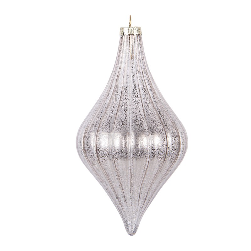 Clayre & Eef Boule de Noël Ø 8x15 cm Couleur argent Verre