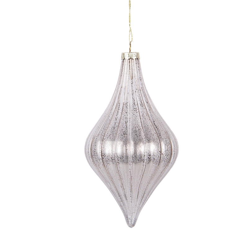 Clayre & Eef Boule de Noël Ø 8x15 cm Couleur argent Verre