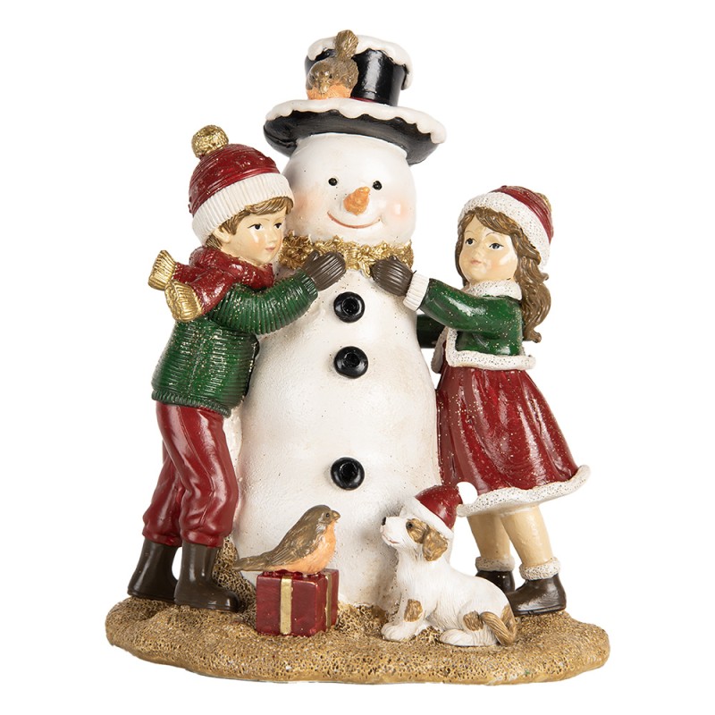Clayre & Eef Statuetta decorativa di Natale Bambini 13x10x16 cm Rosso Plastica