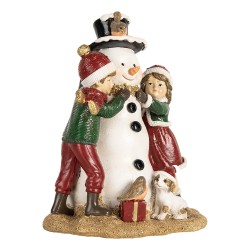 Clayre & Eef Kerstdecoratie Beeld Kinderen 13x10x16 cm Rood Kunststof
