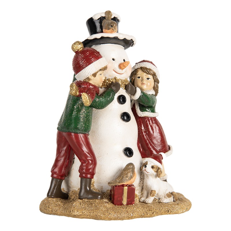 Clayre & Eef Statuetta decorativa di Natale Bambini 13x10x16 cm Rosso Plastica