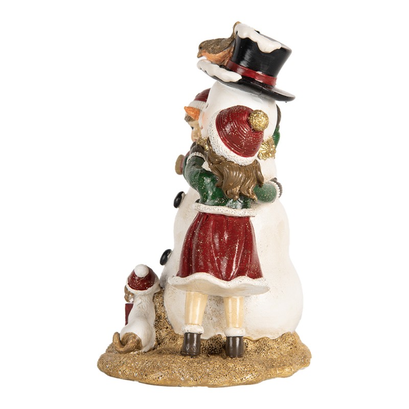 Clayre & Eef Statuetta decorativa di Natale Bambini 13x10x16 cm Rosso Plastica
