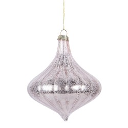 Clayre & Eef Christmas Bauble Ø 10x10 cm Pink Glass